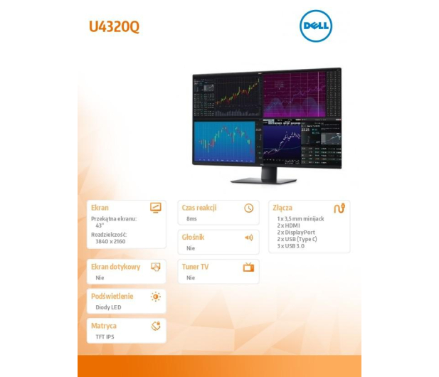 Dell 43'' U4320Q IPS 4K USB-C - 1463543 - zdjęcie 7